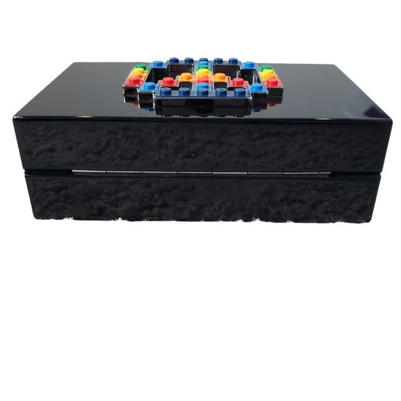 Les Petits Joueurs Lego Peace Sign Black Acrylic Clutch Bag Purse - Picture 8 of 16